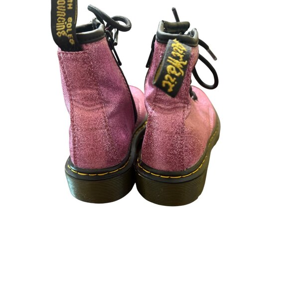 Dr. Martens Youth Pink Shimmer Lace-Up Boots With Side Zipper AirWair Sole Sz 12 - Picture 5 of 7